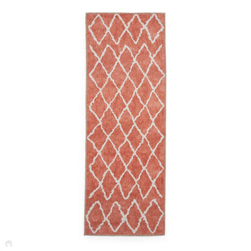 Washable Coral H1060 Modern Geometric Lightweight Printed Polyester Flatweave Orange Runner-Think Rugs-Rug Love - The Most Loved Rug Store
